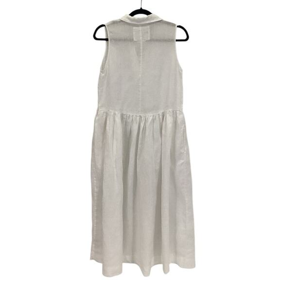 Frank & Eileen Daphne Sleeveless Dress In White Washed Linen Maxi Size XS - Picture 9 of 15